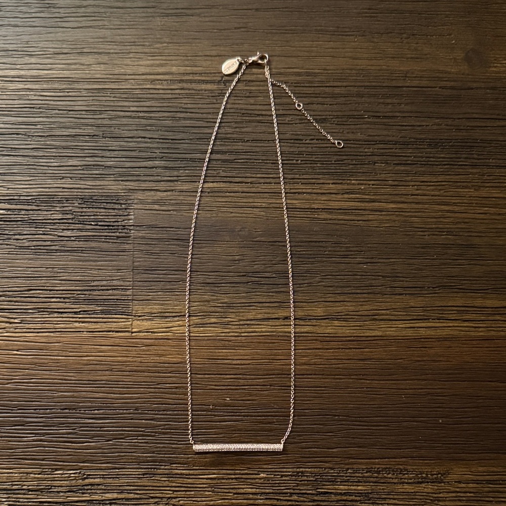 Express Rose Gold Tone Crystal Bar Necklace
